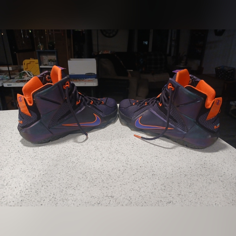 Nike LeBron Basketball Shoes - Dark Purple with Orange Accents - Picture 4 of 8